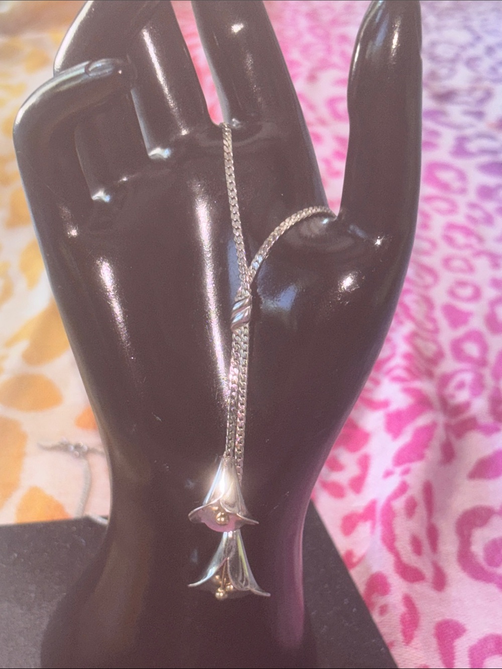 Vintage silver calla Lilly necklace